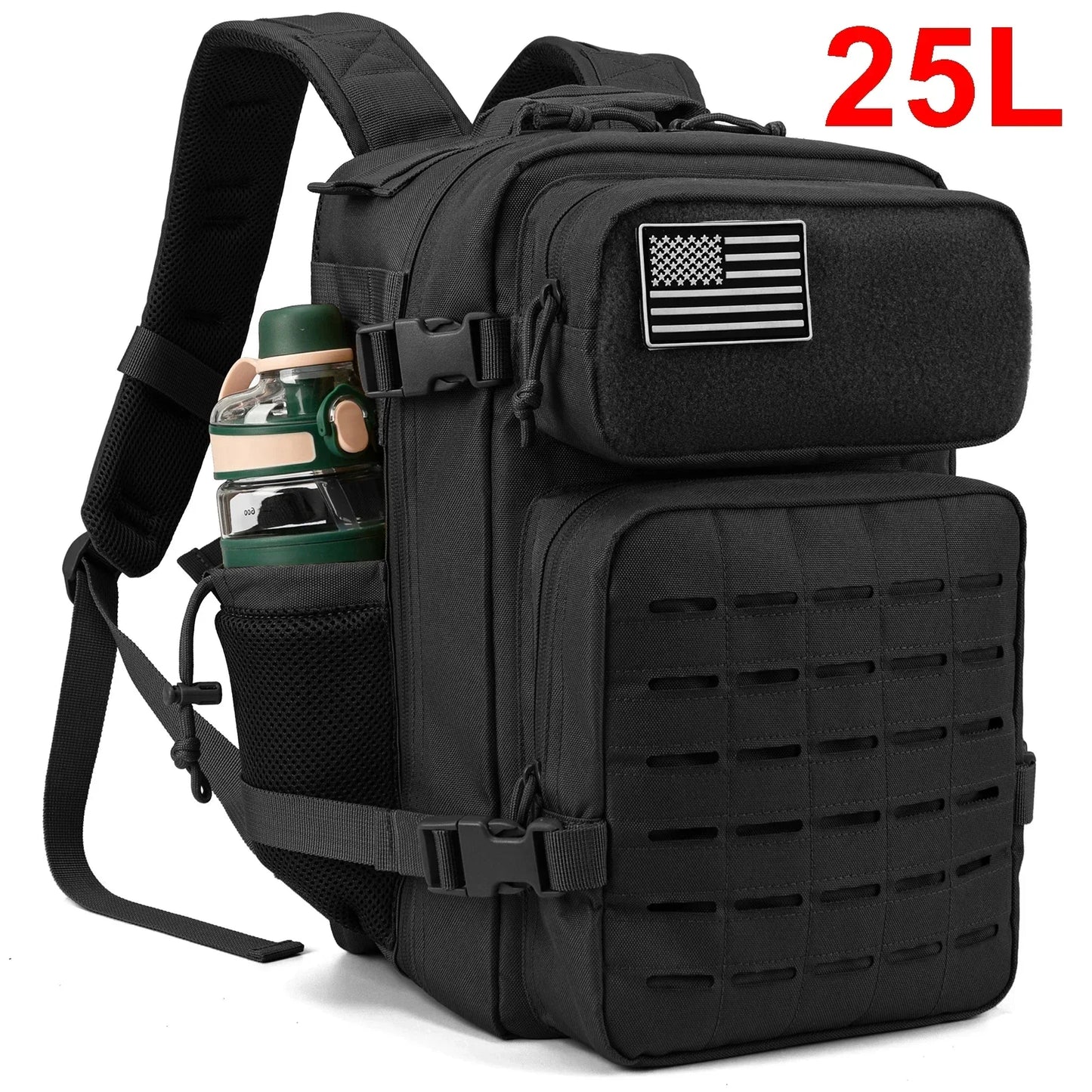 25L Tactical Backpack Outdoor Bag Fitness Backpack MOLLE Backpack Women's/Men's Hiking Survival Backpack Men's Dual Cup Holder