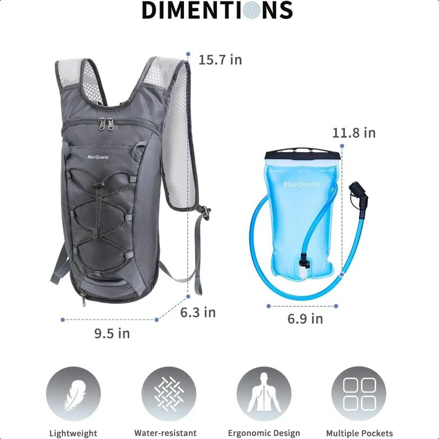 Hydration Backpack with 2L Water Bladder Hiking Water Backpack for Women Men Lightweight Cycling Daypack with  Helmet Net Bag H