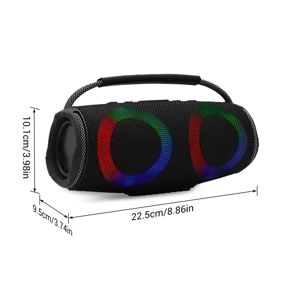 Powerful Bluetooth Speaker with LED Light Portable Outdoor Speakers Dual 4 Inch Subwoofer Sound Box