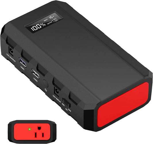 Powkey 88Wh Portable Power Station 24000mAh110V/65W Power Bank Battery Charger AC, DC, USB QC3.0 for Home Camping Emergency Back