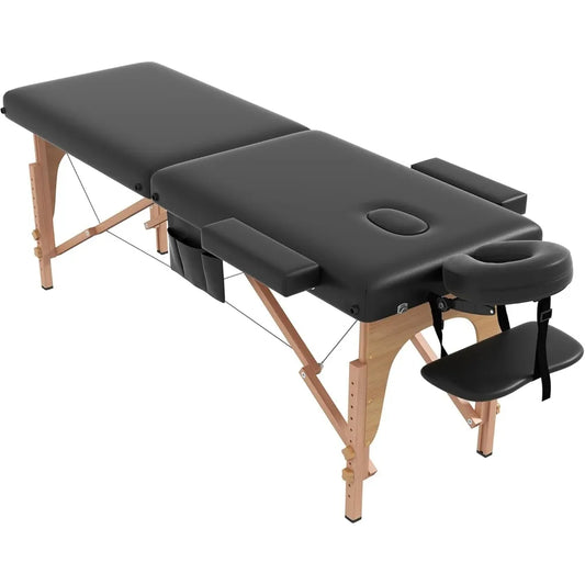 Massage Table Massage Bed Portable, 29 LBs Light Weight 2 Section Foldable Tattoo Bed Facial Care Spa Lash Bed Height Adjustabl