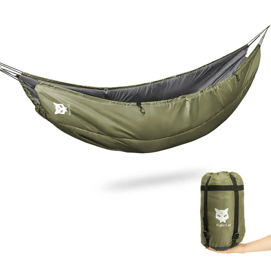 Night Cat Hammock Underquilts Sleeping Bag Single Insulated Under Blanket 4 Seasons Lightweight Soft Warm 5 to 20 Degrees Celsius 8 by 3.6 Feet