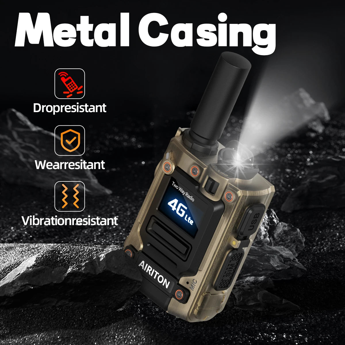2PCS Global Network POC Radio Walkie Talkie 4G WiFi Unlimited Range Type C Long Range SIM Card Two Way Radio for Hunting Camping