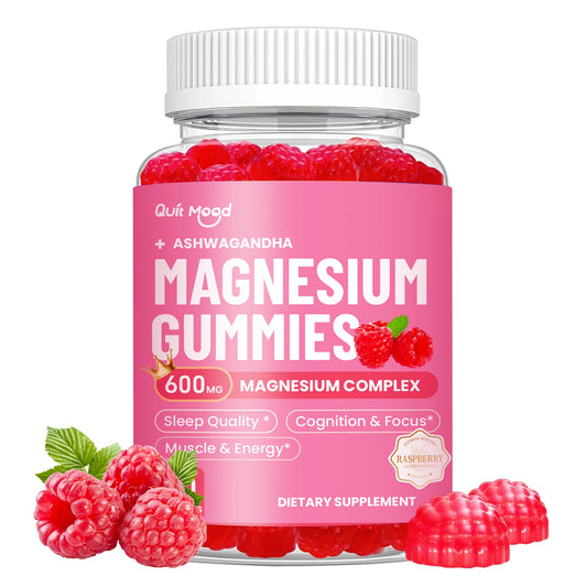 Quitmood Magnesium Glycinate Advanced Complex Gummies - With Ashwagandha, Magnesium, Calcium, VB6, CQ10 for Calm Support & Sleep
