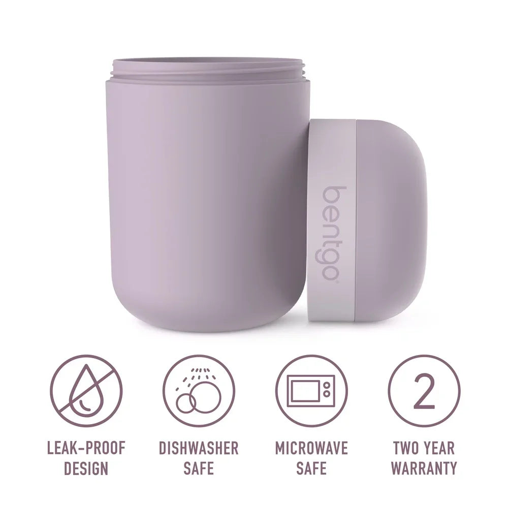 Leakproof Snack Cup with Two Compartments On-the-Go Snacks Dip and Yogurt Safe Microwave and Dishwasher Modern Design