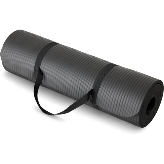 Basics 1/2 Inch Extra Thick Exercise Yoga Mat with Carrying Strap, Cushioned Support, for Fitness and Gym Workouts