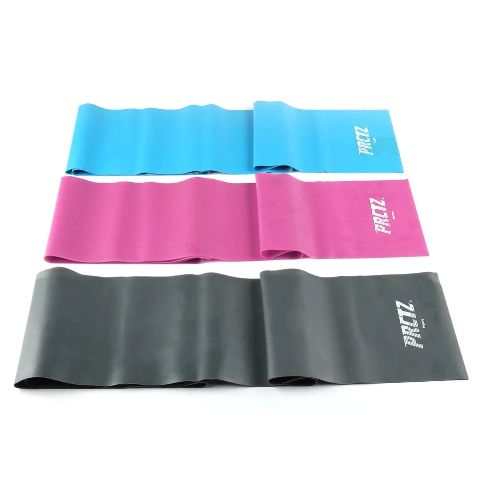 Essential Resistance Bands Set 3 Pack Flat Stretch Bands Fitness Training Equipment Home Gym Squats Lunges Full Body Workout