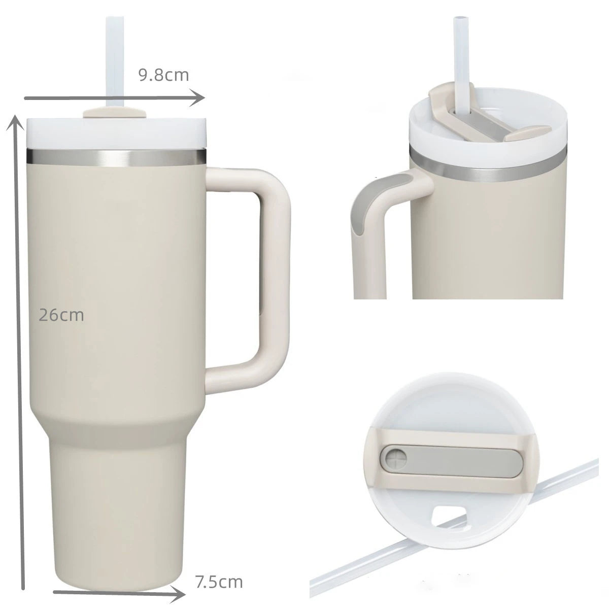 6 Pack US Warehouse 40 Ounce Stainless Steel Double Wall Tumbler with Handle Eco-Friendly and Dishwasher Safe