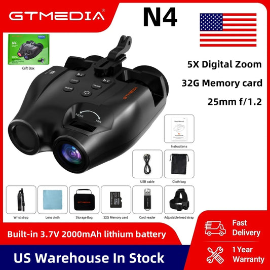 GTMEDIA N4 Night Vision Binoculars 1080P Full HD Infrared Goggle Scope Camera 5X Digital Zoom Outdoor Hunting