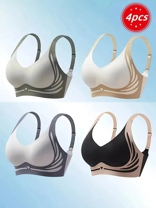 4 pieces, seamless lift anti-gravity push-up sports (sportsbras that gather and support breasts)