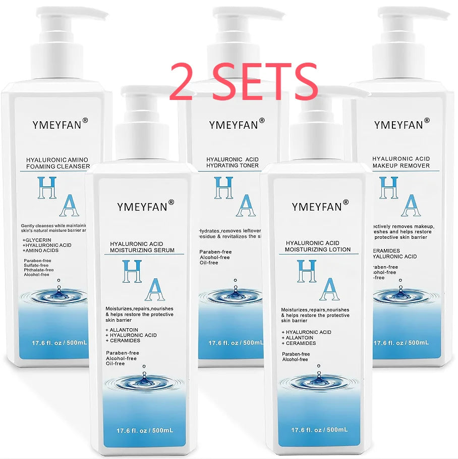5-in-1 Professional Hyaluronic Acid Skin Care Set 17.6 Fl oz Ideal for Salons SPAs Home Use Esthetician Face Skincare Products