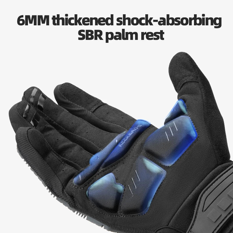 ROCKBROS Cycling Gloves Tactical Gloves SBR Thickened Pad Shockproof Breathable GEL Bike Motorcycle Winter Warmer Full Finger