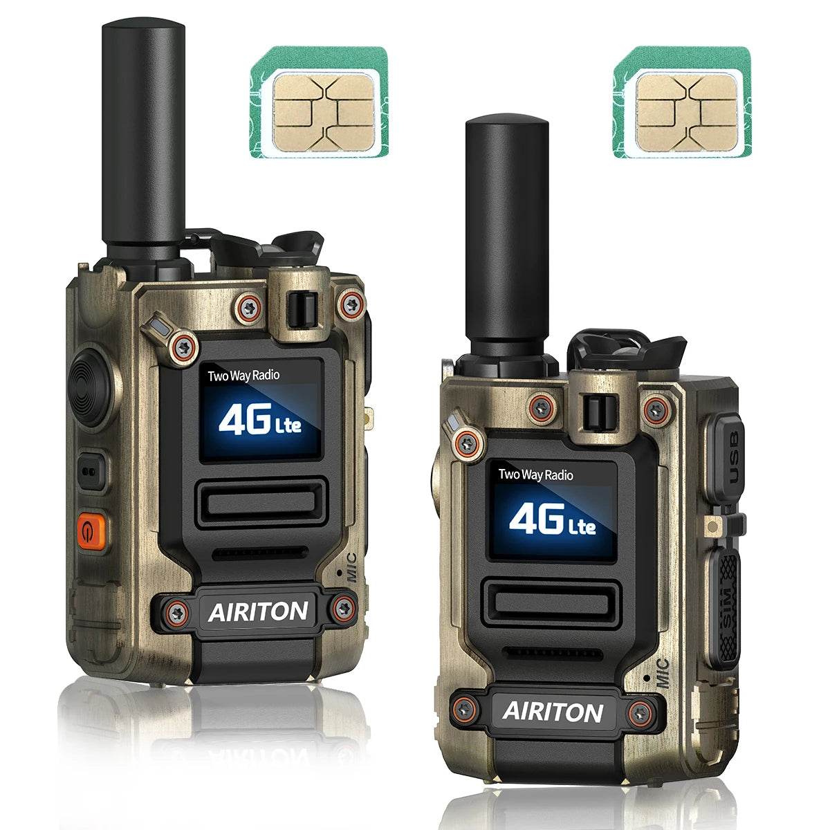 2PCS Global Network POC Radio Walkie Talkie 4G WiFi Unlimited Range Type C Long Range SIM Card Two Way Radio for Hunting Camping