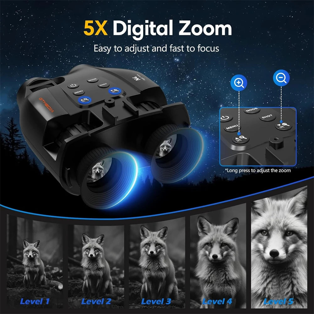 GTMEDIA N4 Night Vision Binoculars 1080P Full HD Infrared Goggle Scope Camera 5X Digital Zoom Outdoor Hunting