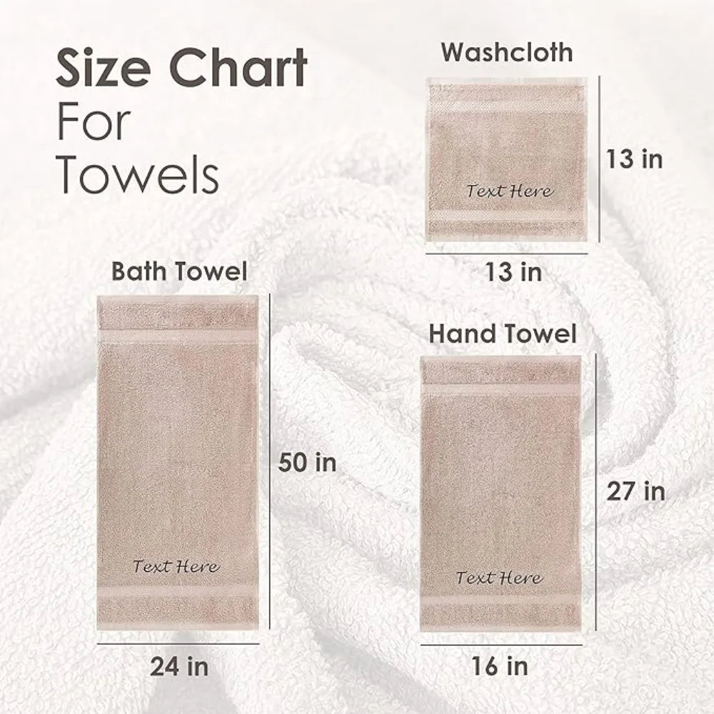 2 Piece Cotton Towel Set with Embroidered Text Super Absorbent Super Soft Türkiye Cotton Bath Towels 24x50 Inches
