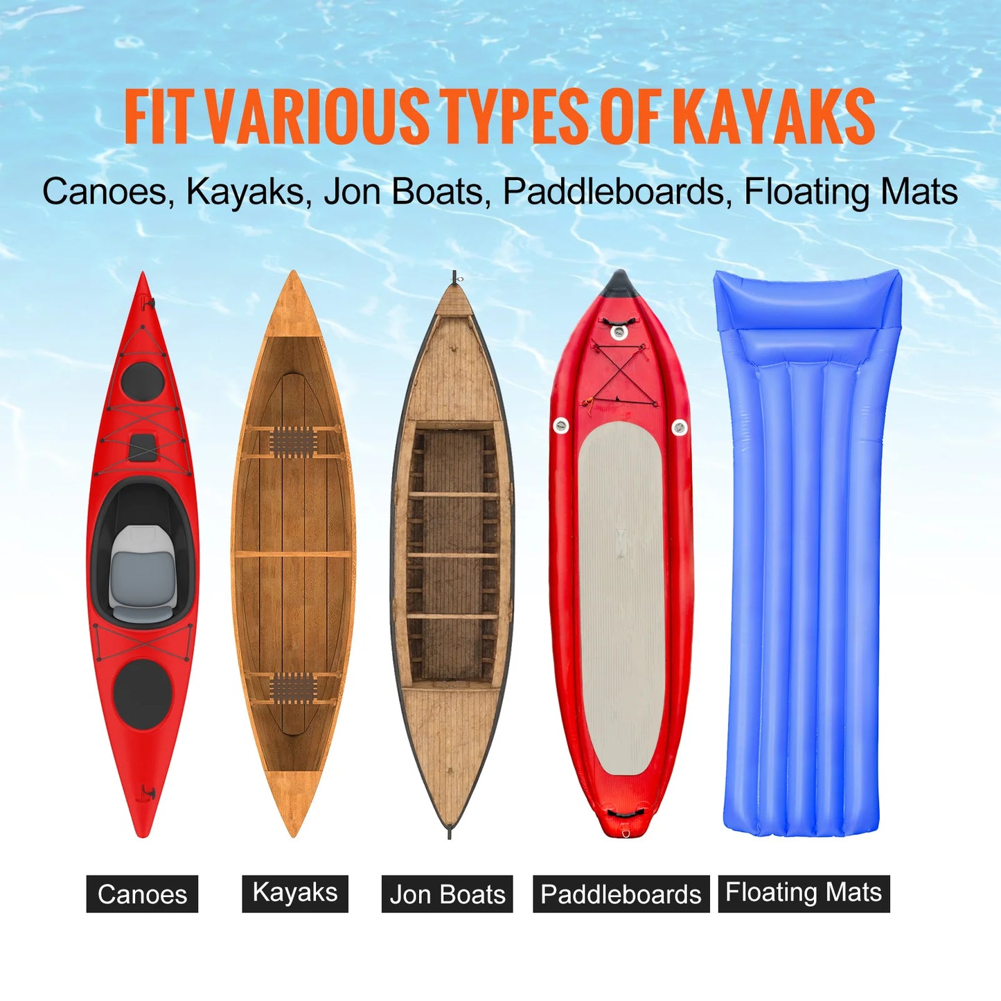 SucceBuy Kayak Cart 450lbs Detachable Canoe Trolley Cart with 12 Inch Tires Adjustable Width for Paddleboards Float Mats and Jon Boats