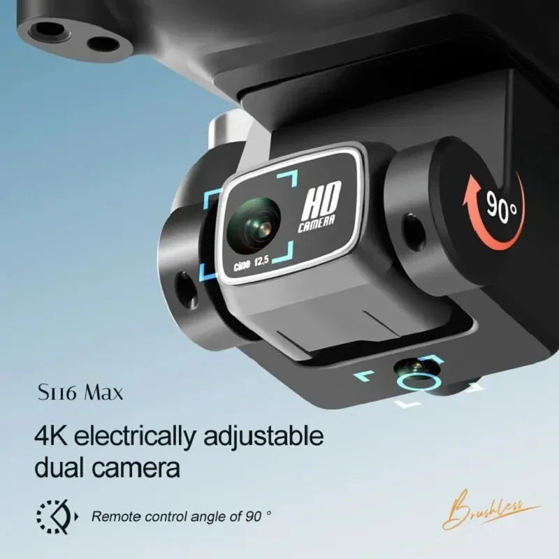 S116 Max Drone Professional with 3 Batteries 8K Dual Camera Optical Flow Brushless 360 Degree Obstacle Avoidance WIFI FPV RC Drone Toys